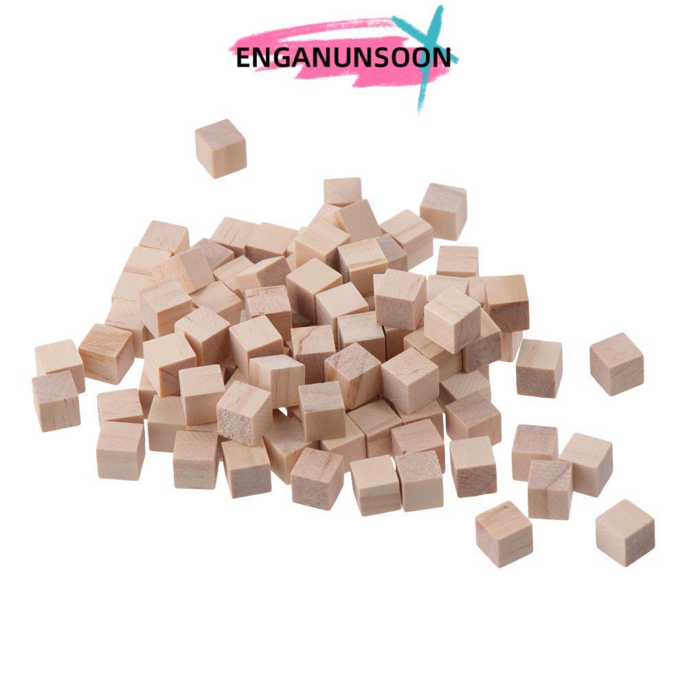 ENGANUNSOON 300 Khối Gỗ, Khối Gỗ Trống Tự Nhiên 1cm Màu Gỗ, Chất Liệu Gỗ Thông Vuông Khối Thủ Công B