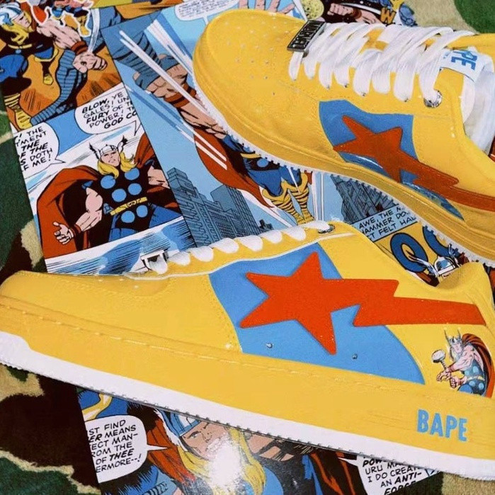 100% Authentic A Bathing Ape (BAPE) BAPE STA Lightning Star Low Top Unisex Giày thể thao thông thườn