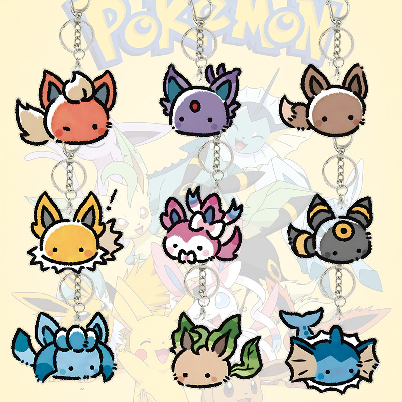 Eevee 8 Evolution Keychain Keyring Acrylic Bag Pendant Anime Cartoon Pocket Monster Ptcg Luggage