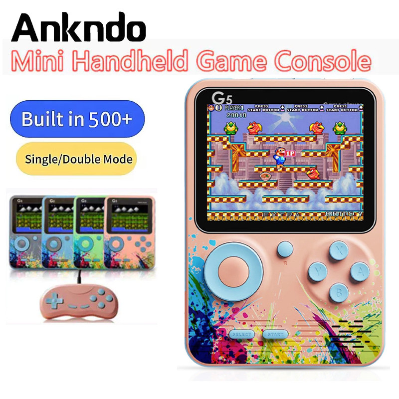 Ankndo Portable G5 Game Player Cổ Điển Cầm Tay Retro Video Game Console Tích Hợp 500 Game