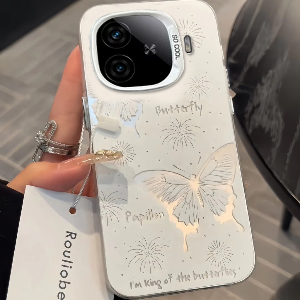Bướm pháo hoa Thích hợp cho Ốp điện thoại iQOOz10Turbo Vỏ bảo vệ vivo Z9X Laser đầy màu sắc Bạc imd 
