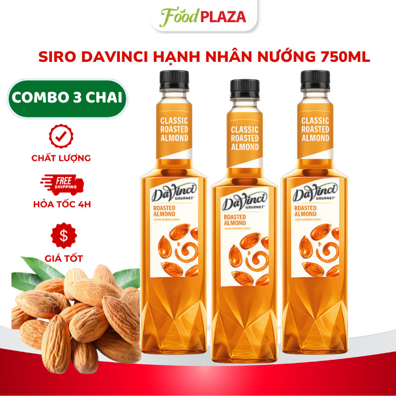 [Giá Sỉ] Siro Davinci Hạnh Nhân Nướng 750ml, Syrup Mang Hương Vị Béo Thơm Đậm Đà Chp Pha Chế