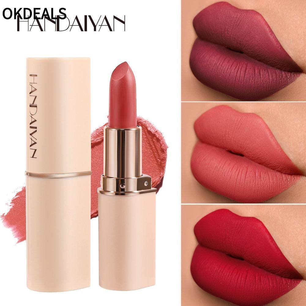OKDEALS Velvet Nude Lipstick, Lips Cosmetics Non-stick Matte Lipstick, Son bóng màu nâu đỏ lâu trôi 