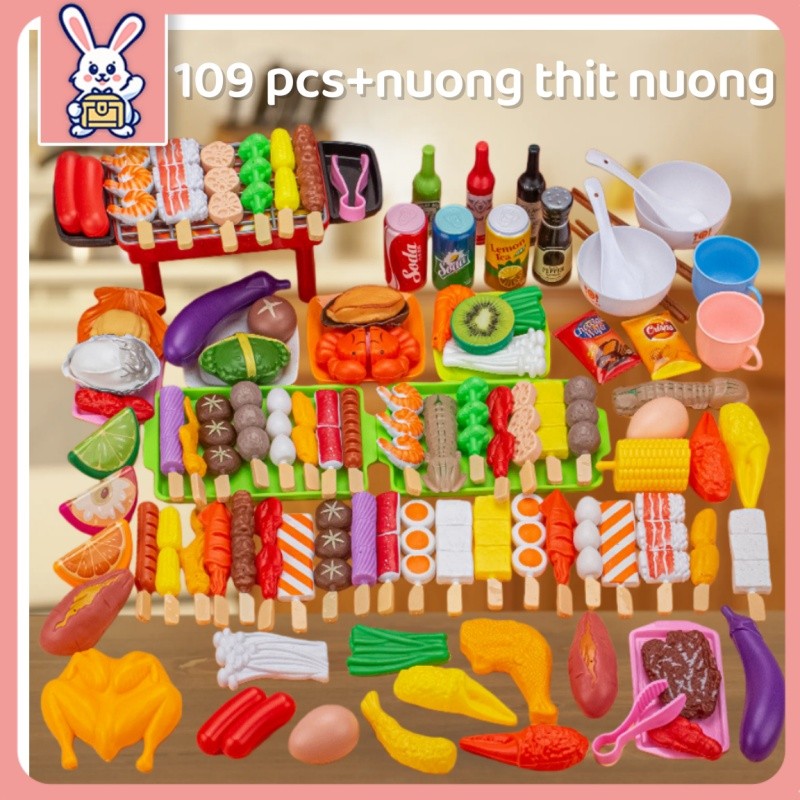 Đồ Chơi BBQ Mô Phỏng Cho Bé Bộ đồ Chơi Nấu ăn Nhà Bếp Đồ Chơi Nấu ăn Cho Trẻ Em （21/27/64/109pcs）