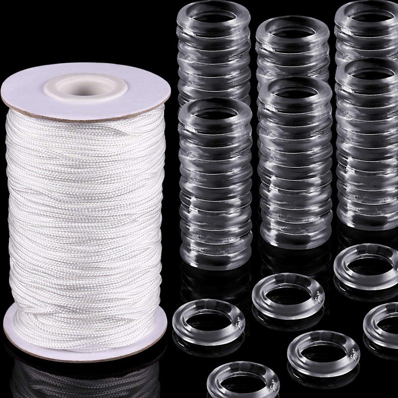 Bán lẻ La Mã Rèm Phụ Kiện Bộ 1.8MM Dây Rút Trắng 50m Nhẫn La Mã 100 Chiếc KT8Z
