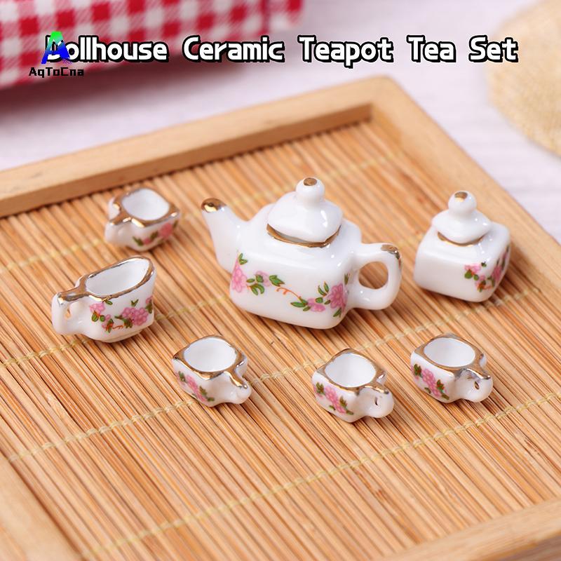 (AqToCna) 1 Bộ 1: 12 Nhà Búp Bê Gốm Sứ Thu Nhỏ Ấm Trà Bộ Gốm Sứ Mini Kungfu Bộ Trà Ấm Siêu Tốc Cốc B