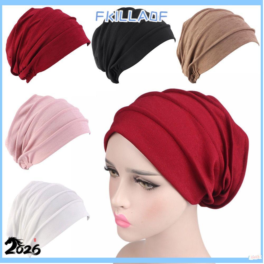 FKIL Breathe Hat Cancer Muslim Scarf Cap Cotton Ruffle Hat