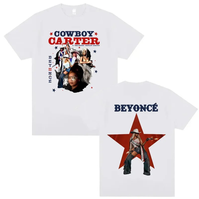 Beyonce Cowboy Carter Tour Áo nam Nữ Phong Cách Vintage Hip Hop Quá Khổ Được Làm Từ 1 Áo Sơ Mi Cotto