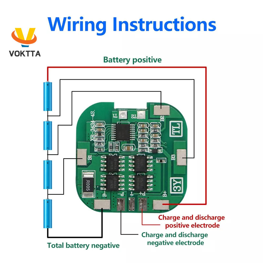 100 Bảng Mạch Sạc Pin Lithium VOKTTA BMS 4S 8A 14.8V 18650 BMS 4S 8A PCB Cho Dụng Cụ Điện