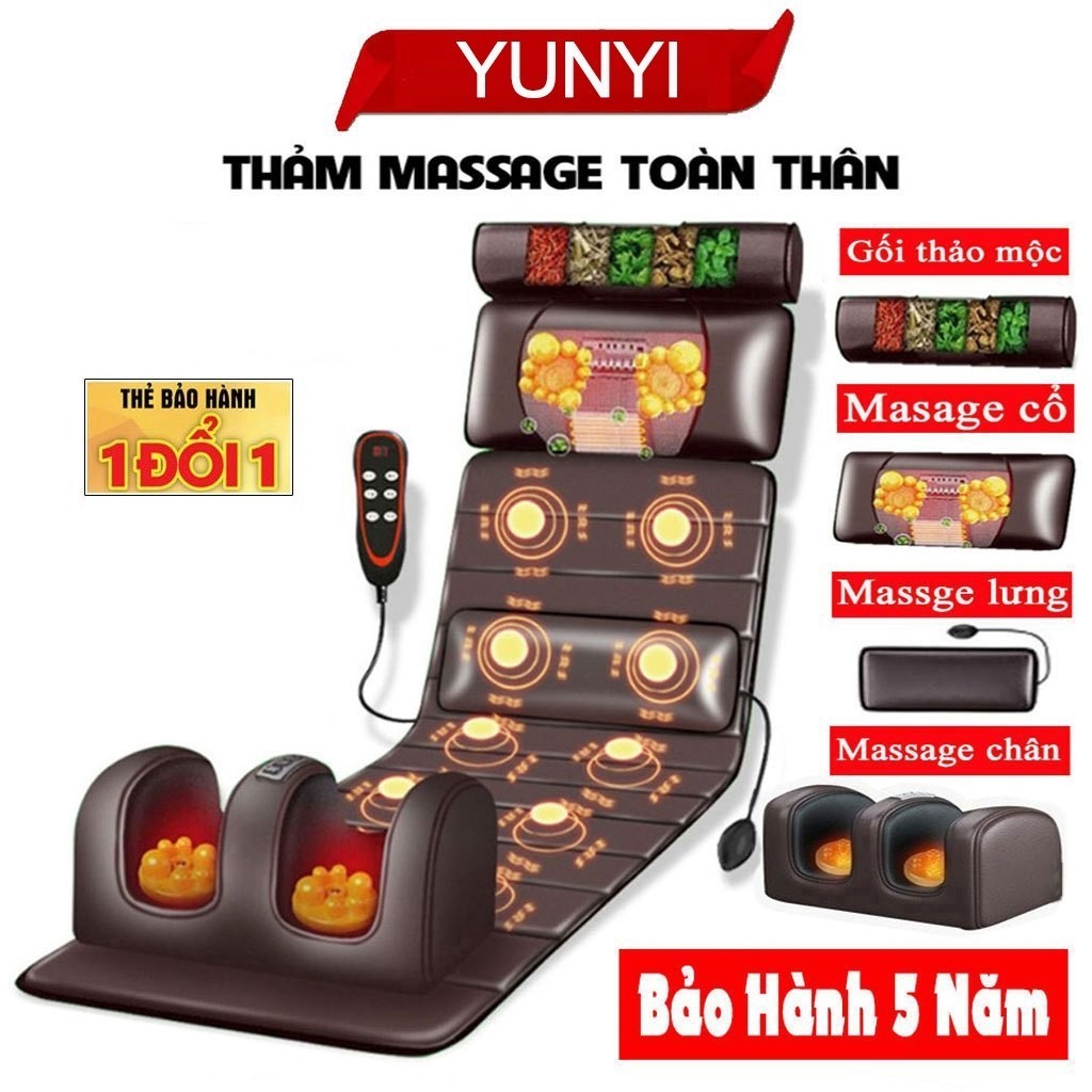Nệm Massage toàn thân kèm đệm massage chân N23 3D 16 điểm, thảm ghế mát xa rung, làm ấm, dụng cụ phụ