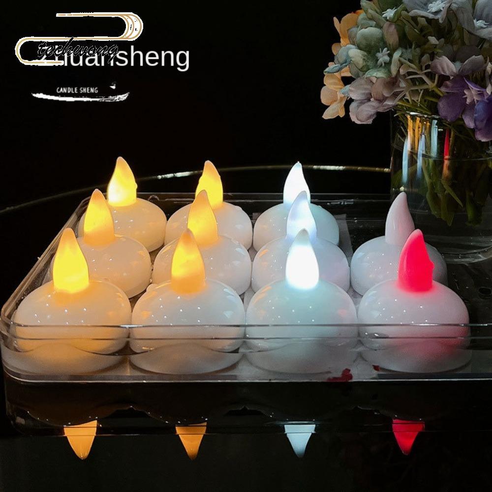 TECHWONG 5 Đèn Nến, Đèn LED Diwali Điện Diya, Chống Nước Nổi Trên Nước Phát Sáng Trang Trí Đèn Trà D
