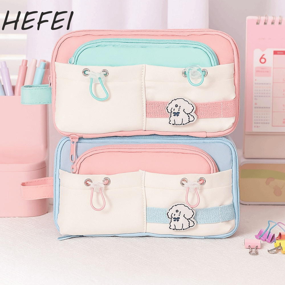 Hộp đựng bút chì học sinh HEFEI, Túi đựng bút chì dễ thương nhiều lớp dung tích lớn, Kawaii Flip Sty