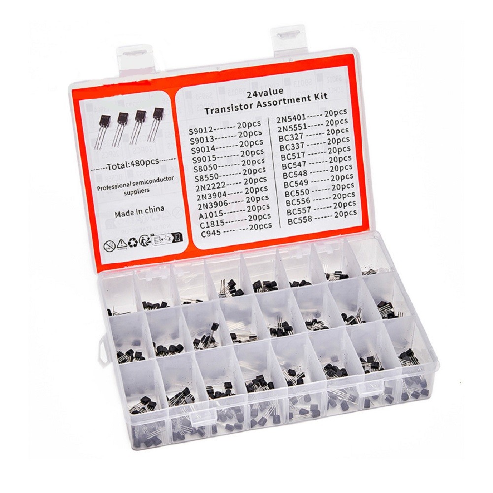 480 CÁI TO-92 Transistor Assortment Kit 24 Giá trị NPN PNP Silicon Transistor
