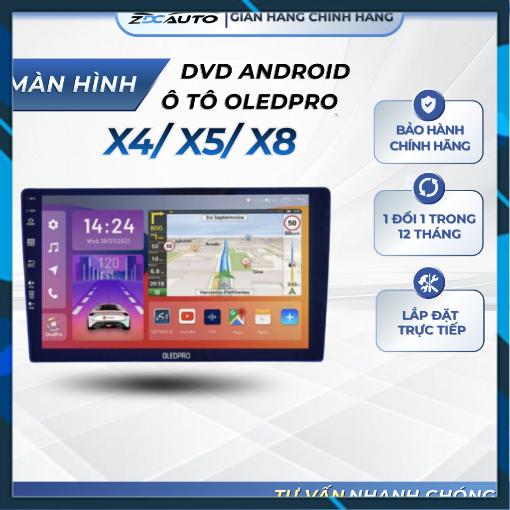 [Hàng mới về] Màn Hình DVD Android Ô Tô OLEDPRO X4/ X5/ X8 | Ram 4GB/32GB Chíp 8 nhân - BH CHÍNH HÃN