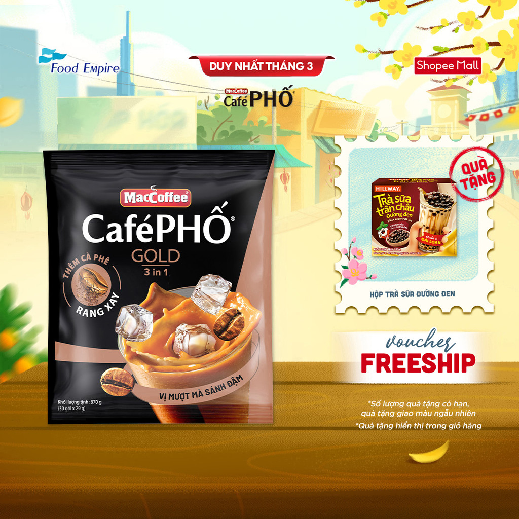 Túi Cà phê Phố Sữa Đá Gold - MacCoffee (bịch 30 gói x 29g)