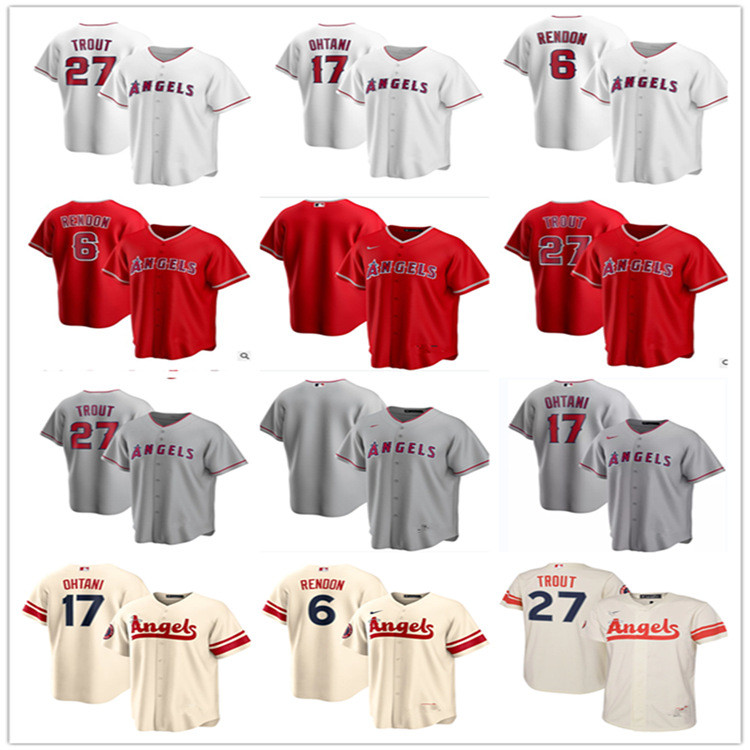 Áo bóng chày cá hồi City Edition - Jerseys Angels Ohtani 17 & Rendon 27