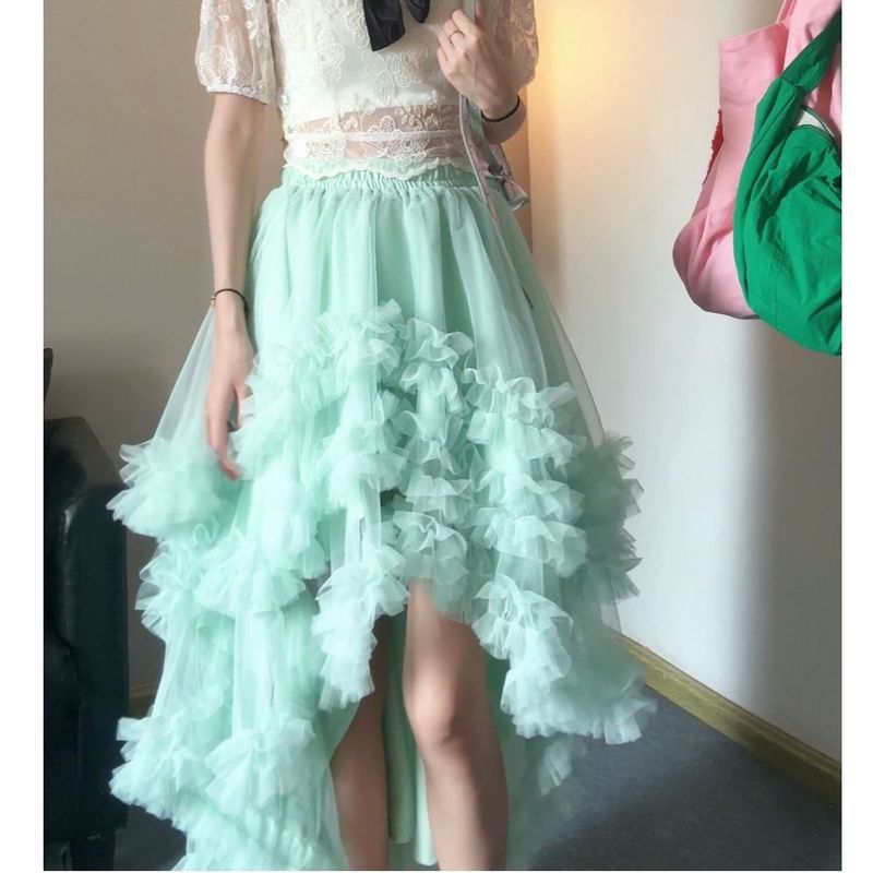 Váy ngắn bạc hà không đều Mambo Pettiskirt Nữ k