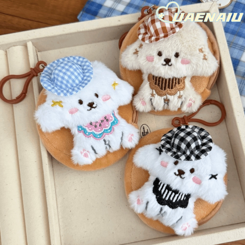 Ví đựng móc khóa UAENAIU, Mũ vải sang trọng Puppy Dog Coin Purse, Túi Mini đa năng dễ thương Tai ngh