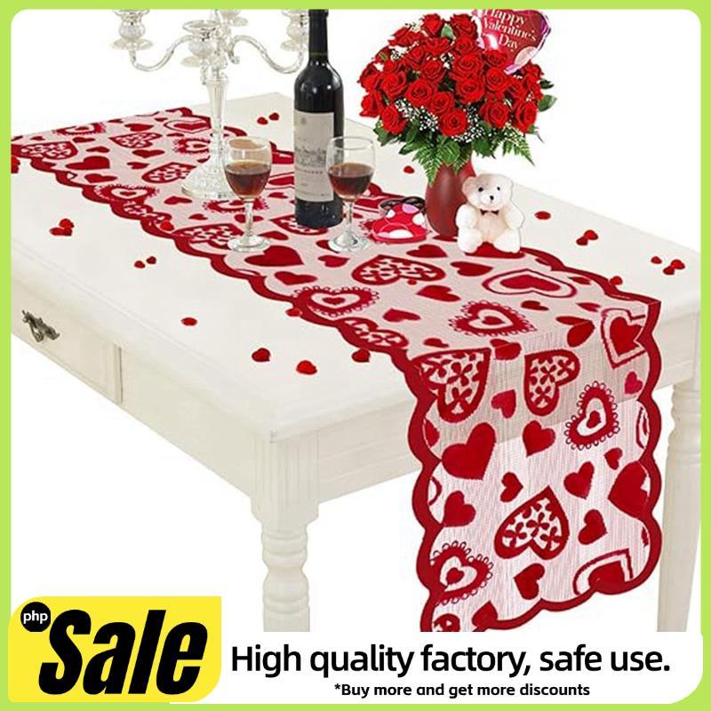Ren Đỏ Bàn Chạy Trái Tim Trang Trí Bàn Chạy 13 X 72Inch, Ngày Lễ Tình Nhân Lãng Mạn Trái Tim Bàn Chạ