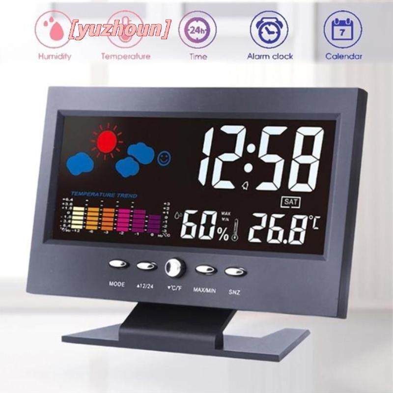 [yuzhoun] Màn hình màu LCD Kỹ thuật số Balight Báo động báo động Clo Trạm dự báo thời tiết