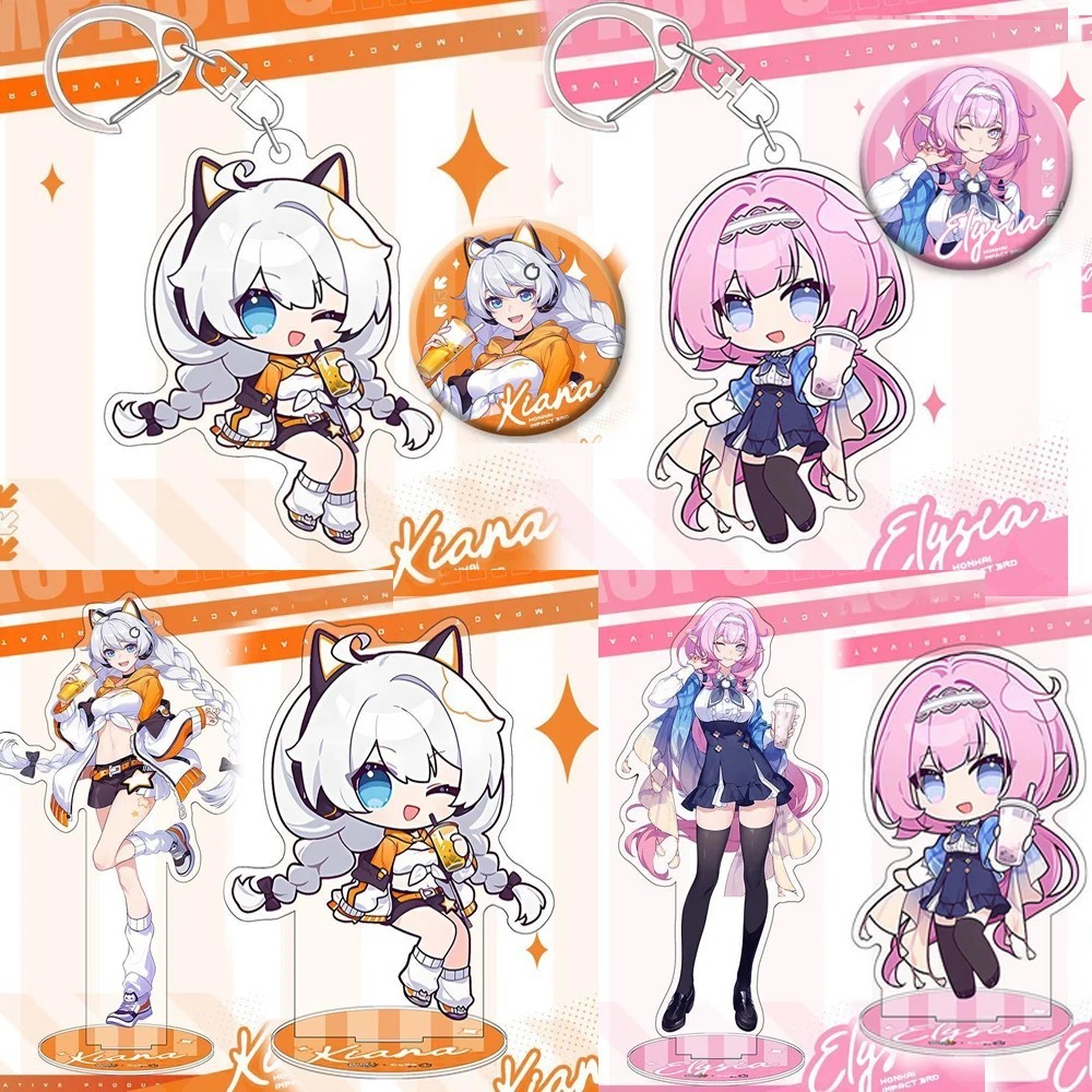 Standee Honkai Impact 3rd Kiana Elysia mô hình mica trà sữa móc khóa anime huy hiệu pin cài áo trang