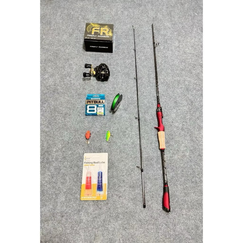 Combo Cần Lure Bọ Cạp Đỏ + Máy Ngang FR200 – Tặng Dây PE, 2 Mồi & Dầu Bảo Dưỡng