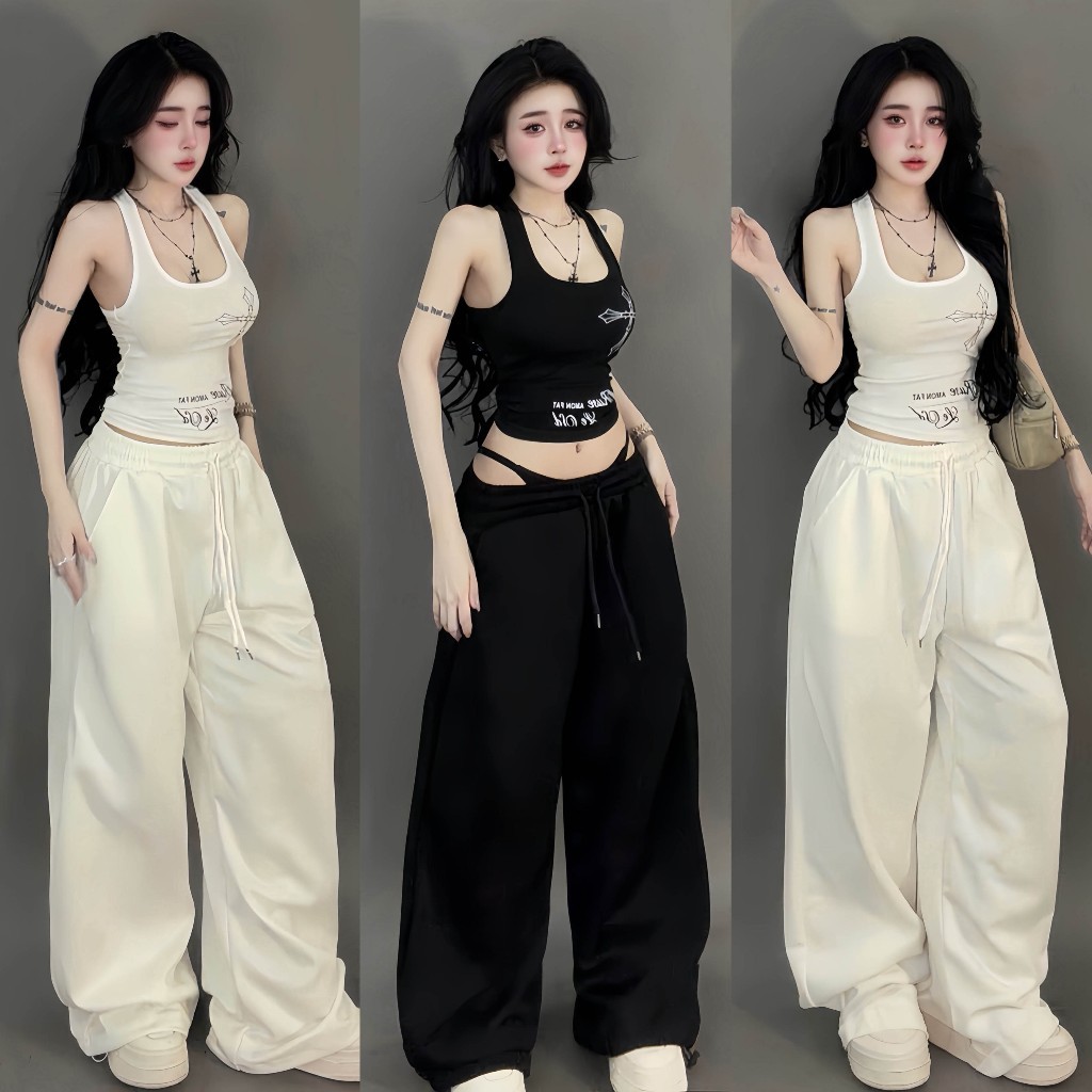 [Follow shop nhận mã 10k] Set bộ 2 chi tiết áo thun 3 lỗ + quần suông Meo Meo Shop QCCC SE0057