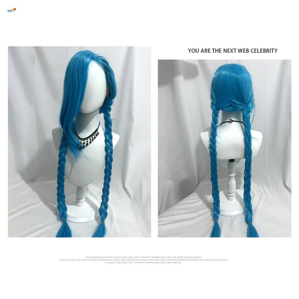 Tóc giả Jinx cho cosplay LMHT Arcane, sợi chịu nhiệt điều chỉnh được