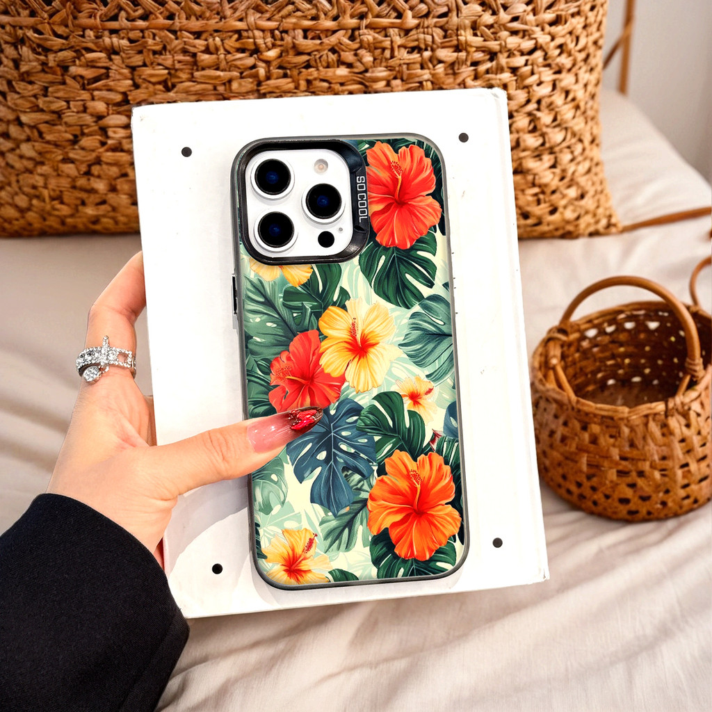 Ốp Lưng Iphone Phim hoạt hình thời trang Cho Iphone 7 xs xr 11 12 13 14 15 16 Pro Max Plus palm leav