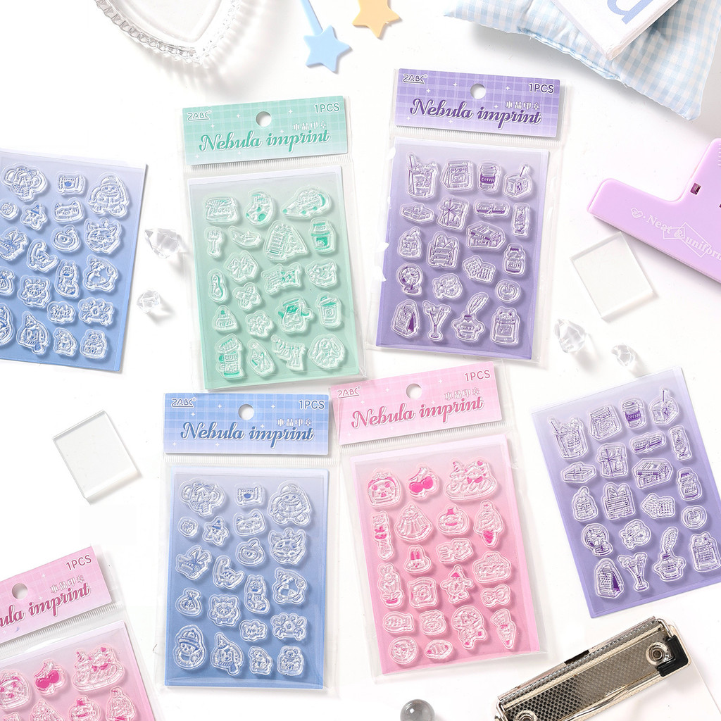 Yuezhen Con dấu trong suốt Tinh vân Seal Series Sổ tay Con dấu trẻ em Silicone Seal diy Chất liệu St