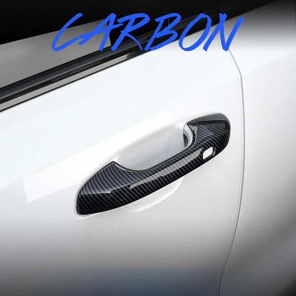 Carbon Bóng Đen Tay Nắm Cửa Ô Tô Bảo Vệ Dành Cho Xe Kia Sorento MQ4 2021 2022 Tự Động Tạo Kiểu Bảo V
