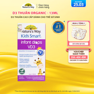 Vitamin D3 ORGANIC Nature’s Way, D3 Thuần Cho Trẻ Sơ Sinh Kids Smart Infant Drops VD3 - Hộp 13ml