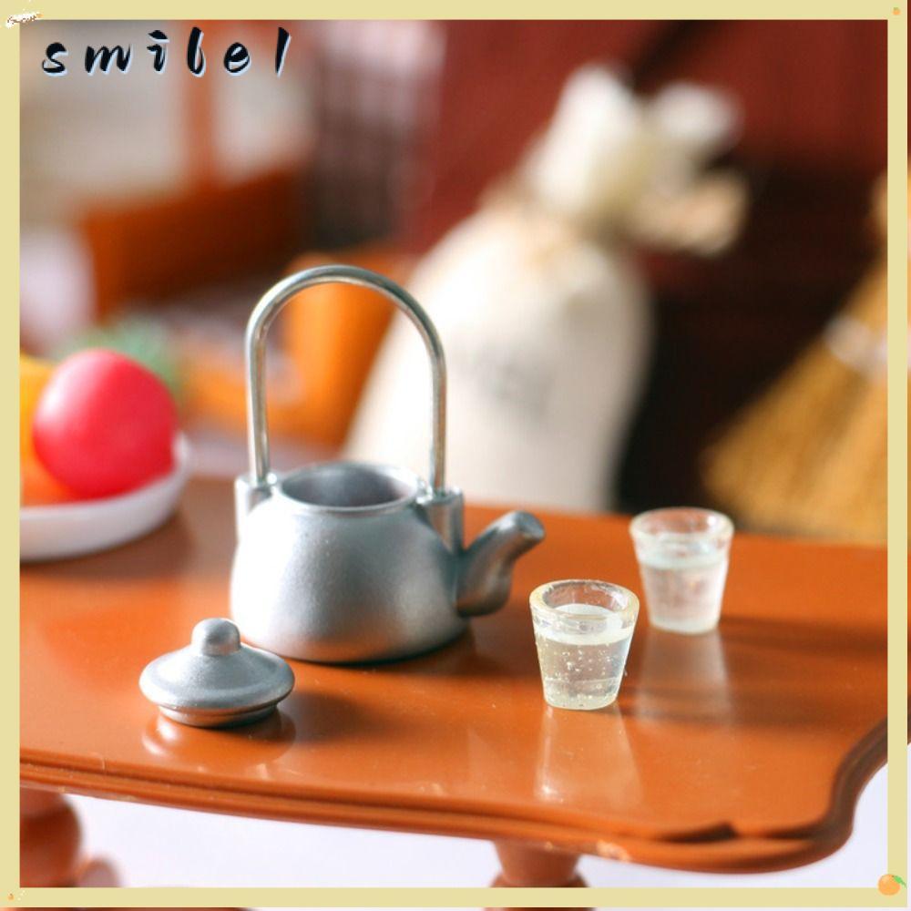 Cốc ấm đun nước kiểu cũ SMILE, Phụ kiện thu nhỏ nhà búp bê Mini 1 / 12, Trang trí nhà búp bê Trang t