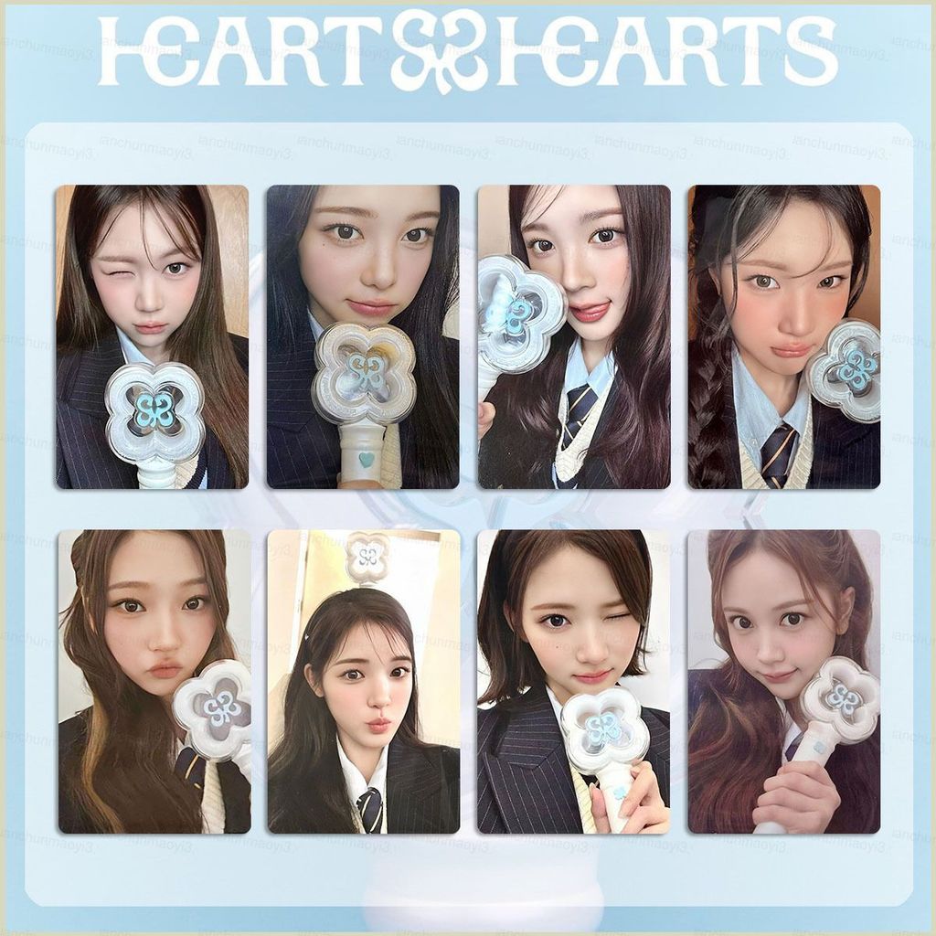 DC3 8 Cái / bộ Hearts2Hearts JIWOO LOO Card Hỗ Trợ ĐÈN STICKS Bưu Thiếp Bộ Sưu Tập Ngôi Sao Ngoại Vi