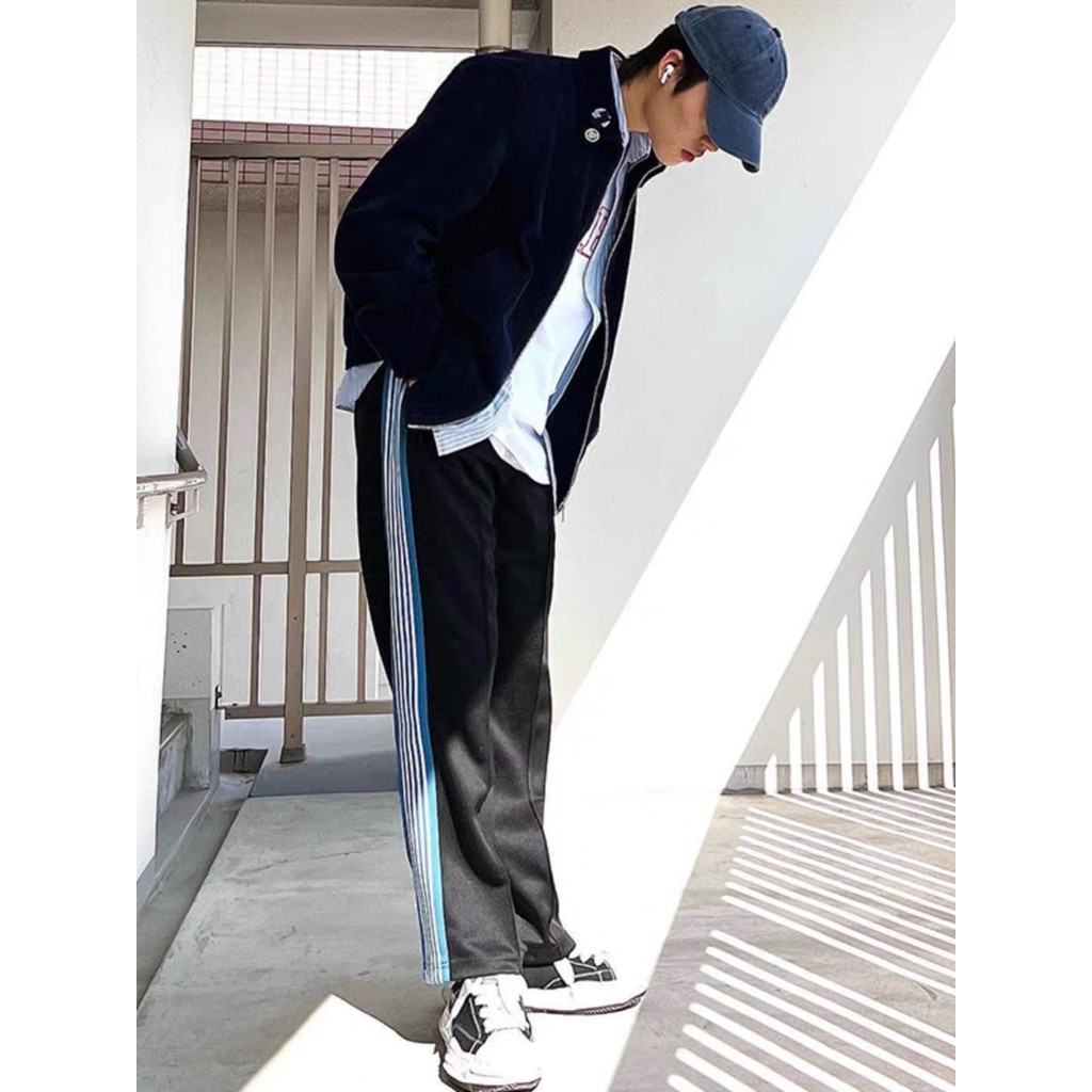 JBFO Needles track Joint Name417Limited Edition Embroidered Vintage Ribbon Loose Fit Sports Casual P