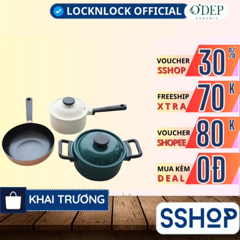 Bộ nồi chảo sâu lòng LocknLock 3 món Decore  LDE1181IHS01 - SSHOP SSO