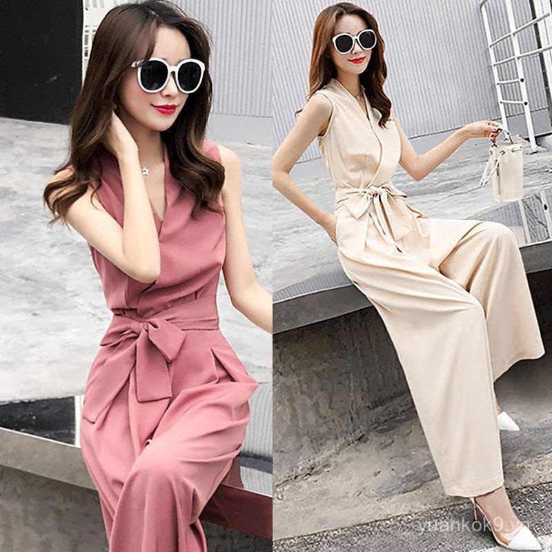 Jumpsuit Slim-Fit Royal Sister Ống Rộng Cổ Chữ V - Style Mùa Hè Giảm Tuổi