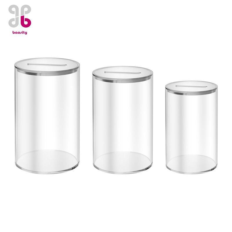 [Baosity] Hộp tiết kiệm tiền Acrylic Hộp đựng tiền tròn Nồi tiết kiệm chắc chắn Bình tiết kiệm trong