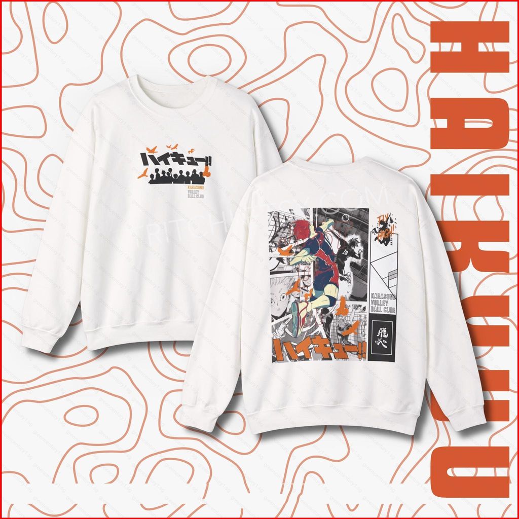 GC1 Haikyuu Hinata Shoyo Áo Anime Áo Unisex Dài Tay Top GC1