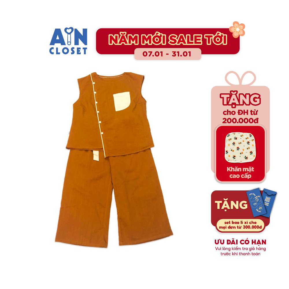 Bộ quần áo lửng cho mẹ Nâu xước - AICDMEUVNTQJ - AIN Closet