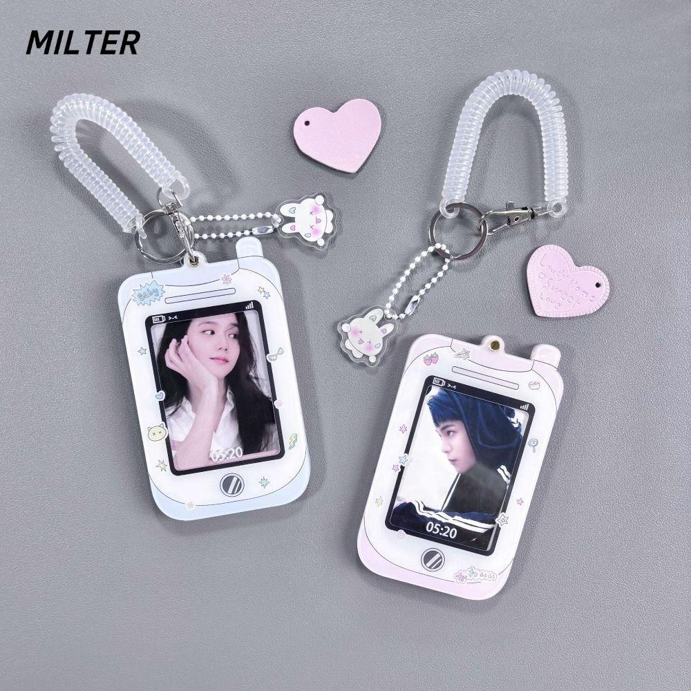 MILTER Kpop Photocard Holder, ID Bus Cards Bảo vệ Acrylic Idol Photo Card Tay áo, Móc khóa di động K