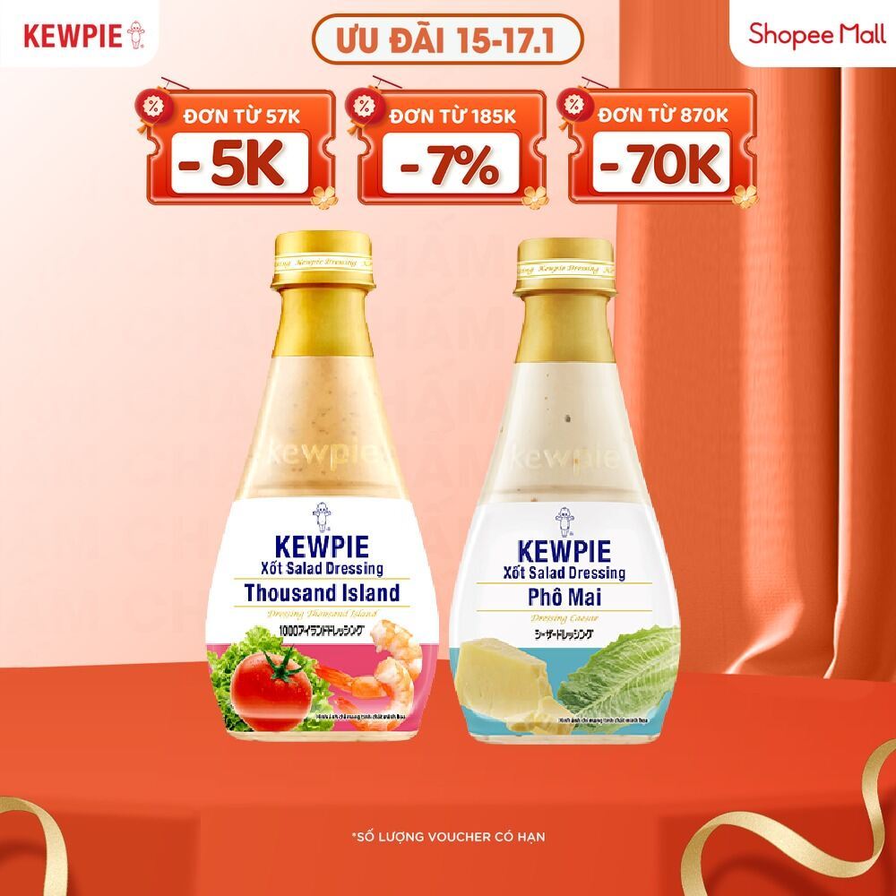Combo món Âu Kewpie: Xốt Salad Dressing Thousand Island 210ml & Phô Mai 210ml