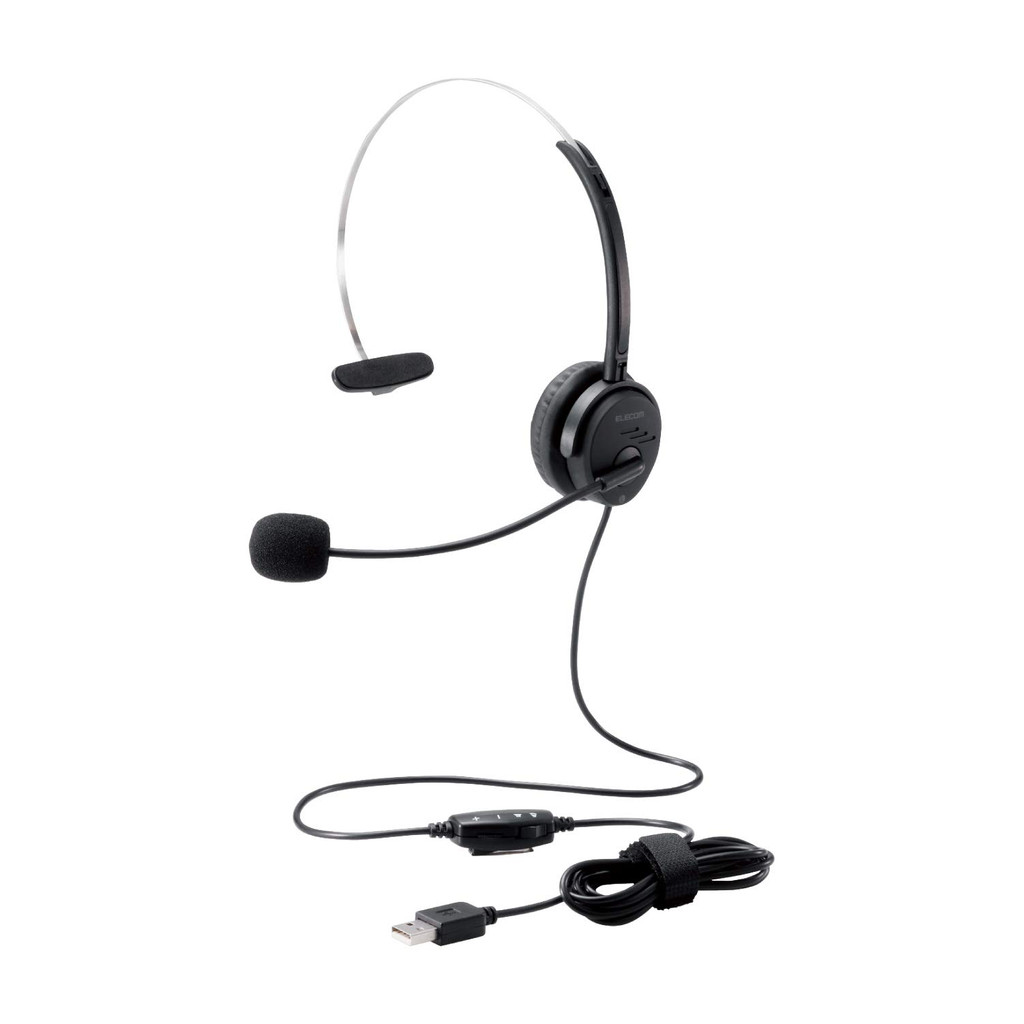 Tai nghe Elecom (ELECOM) USB trên đầu có dây một tai 30mm màu đen HS-HP29UBK