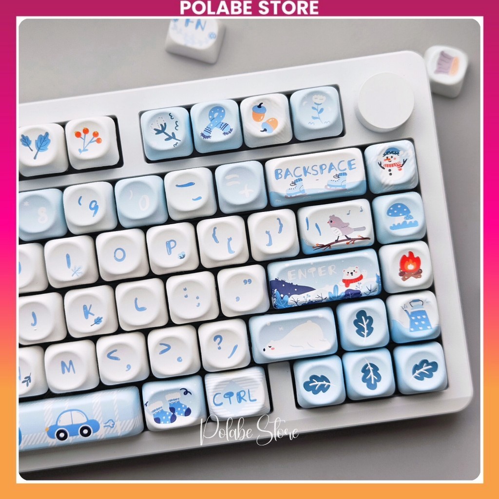 Keycap Snow Winter Joker Casino ASA Profile bàn phím cơ Polabe Commerce Keycap Pudding xuyên led