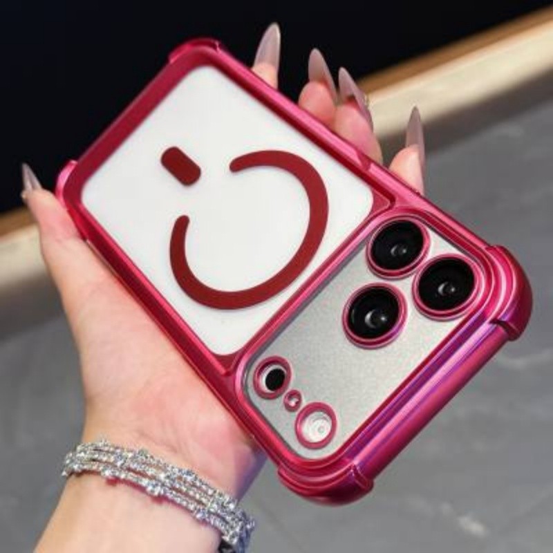 [Dành cho iPhone13-iPhone17 pro max] Túi khí bốn góc chống rơi trong suốt vỏ từ tính mờ Ống kính che