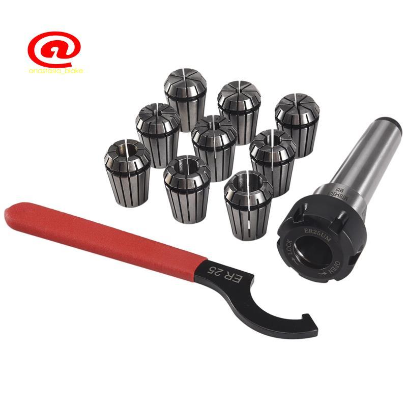 9 Chiếc Er25 Lò Xo Collets + 1 Cái Mt3 Er25 Collet Chuck Morse Côn Giá Đỡ Cho Cnc Phay Tiện Dụng Cụ