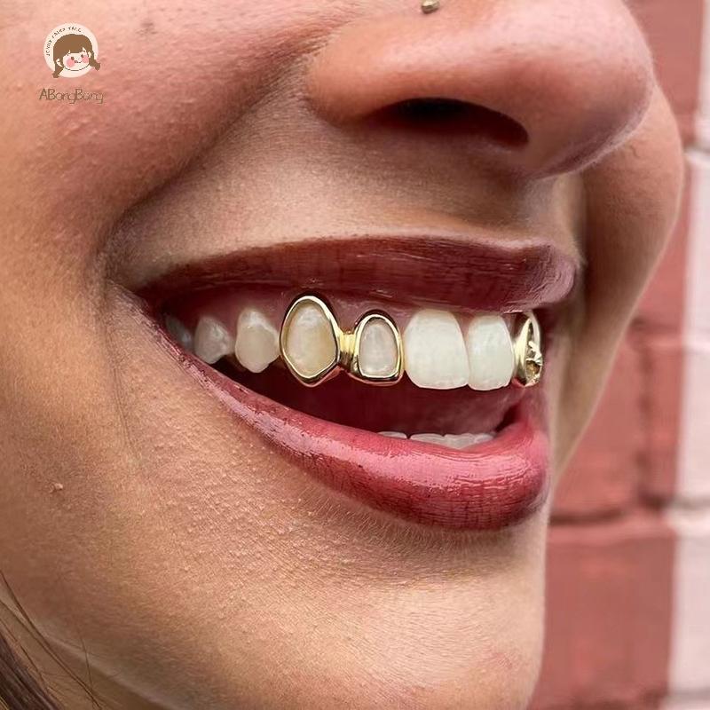 ABongBang 1 Màu Vàng Hàng Ngày Đeo Răng Trang Sức Nha Khoa Grillz Hip Hop Trái Tim Rỗng Răng Grillz 