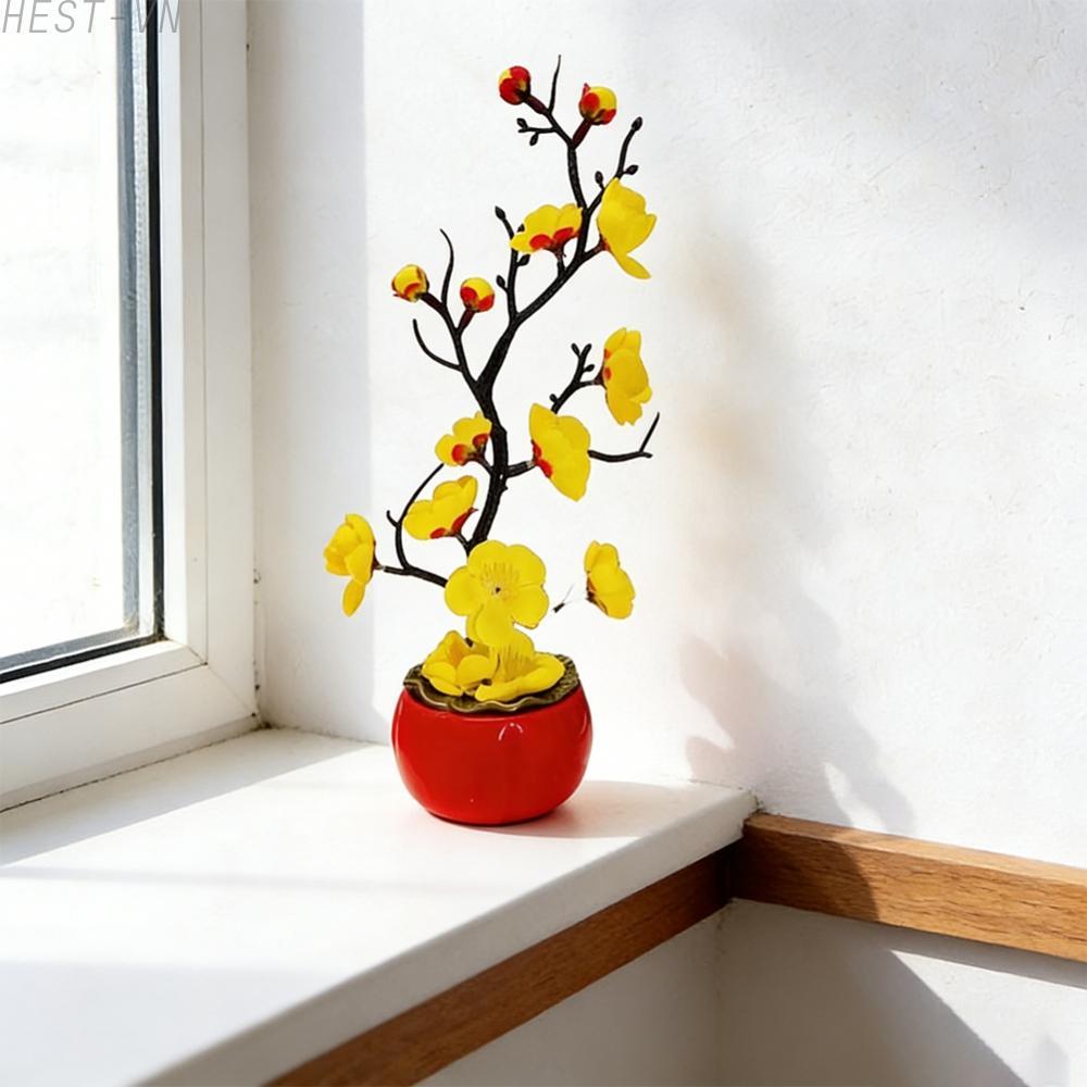 Synthetic Flower Display Resembling Real Bonsai for Office Lobby or Waiting Area