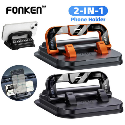 Giá đỡ điện thoại ô tô 2 trong 1 Fonken có biển số đỗ xe 360° Giá đỡ điện thoại có thể điều chỉnh xoay cho tất cả điện thoại thông minh