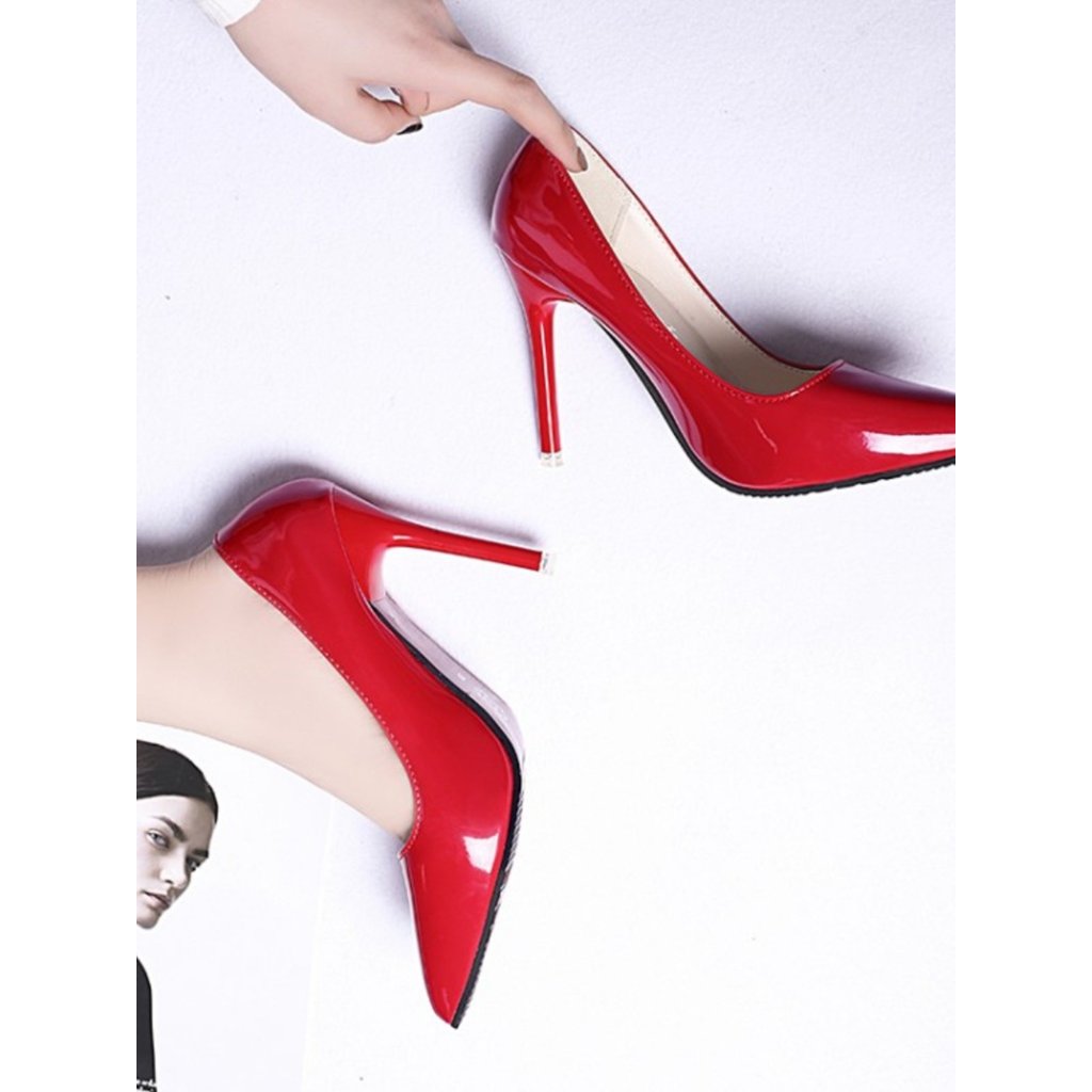 cao gót 5 phân giày cao gót 9 phân Giày cao gót siêu gợi cảm màu bạc mũi nhọn cao Hentian